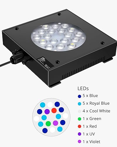Miniatura 8 de NICREW Luz de arrecife LED para acuario de 30 vatios, LED marino de espectro completo regulable para tanques de peces de coral de agua salada