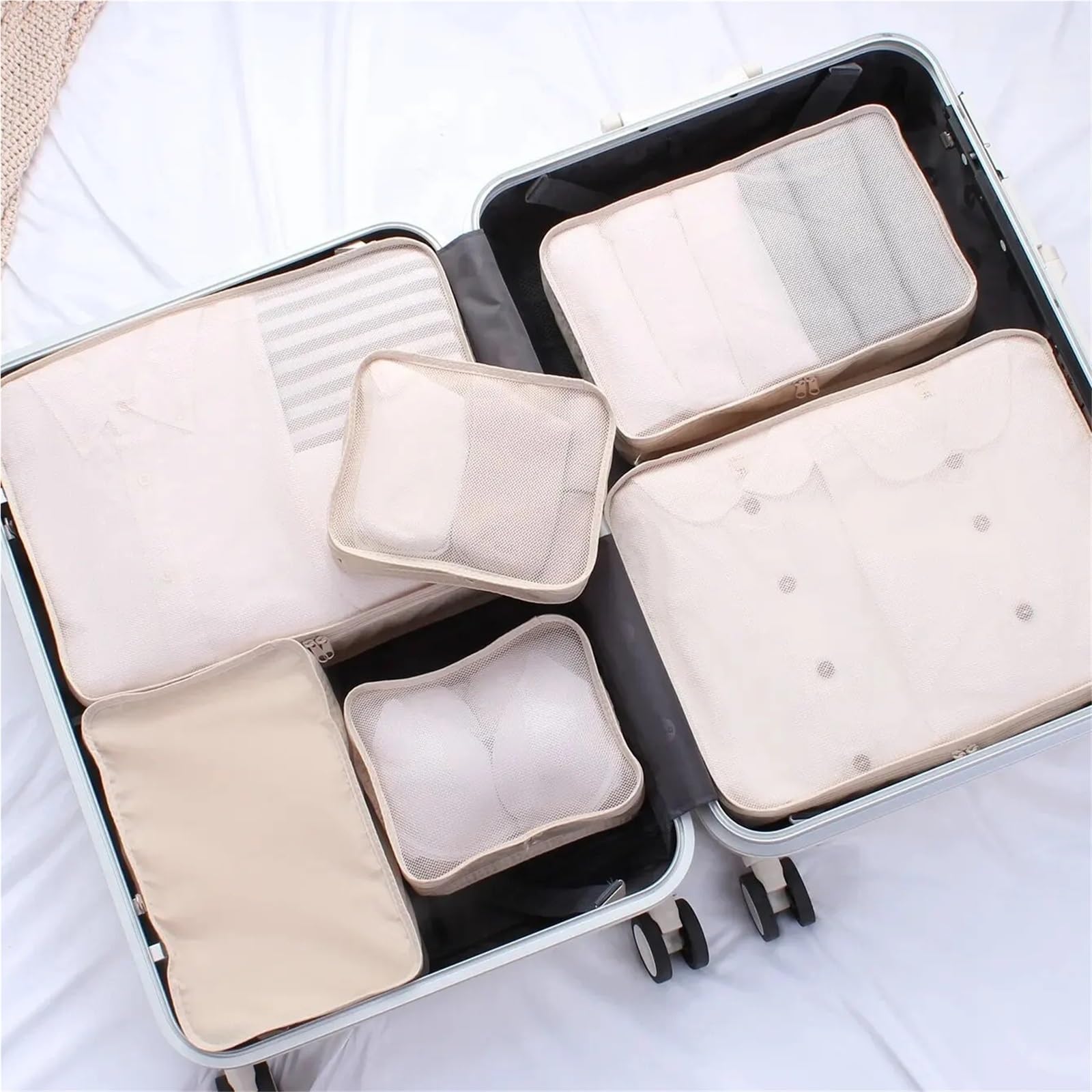 6 cubi da viaggio, impermeabili, for riporre valigie, vestiti, biancheria intima, scarpe, armadio, custodia portatile Organizer per valigie(Gray)