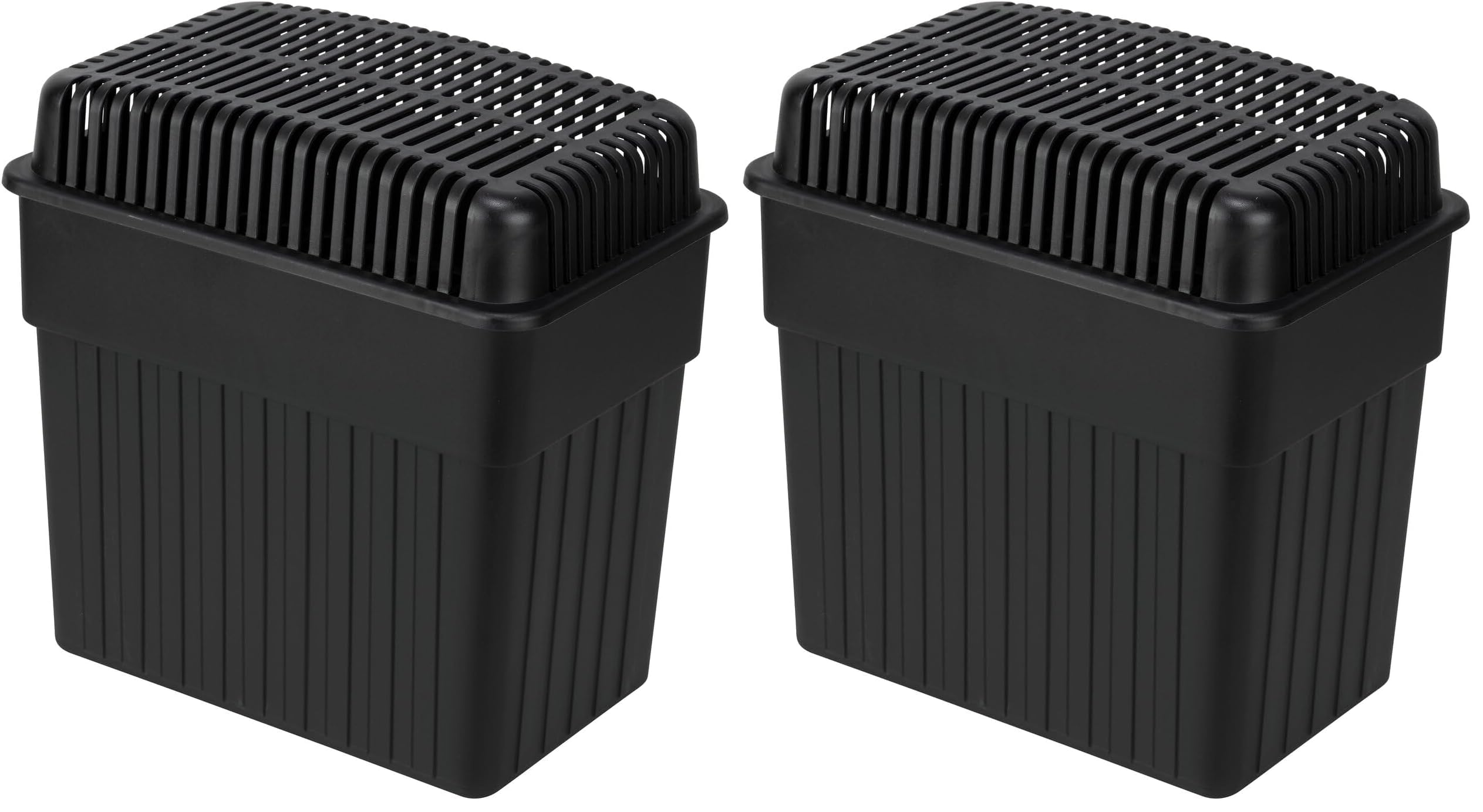 WENKO Feuchtigkeitskiller, Luftentfeuchter mit 2 kg Granulat-Block, ideal für Bad, Garage, Keller, nachfüllbar, 24 x 16 x 15 cm, Schwarz (Packung mit 2)