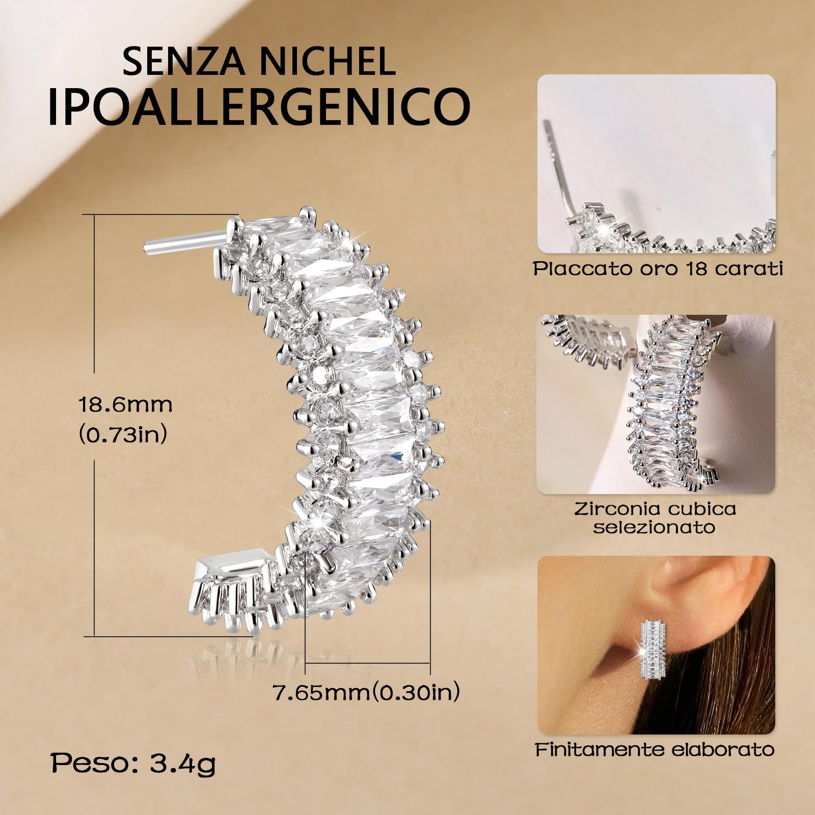 Orecchini Richapex da donna con zirconi