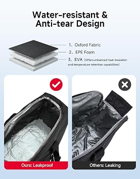 KEMIMOTO Upgraded Saddlebag Cooler Leakproof, Keeps Hot & Cold for 7.5 Hours Insulated Cooler Bag, 1680D Oxford & EVA for Touring Road Glide Street Glide Road King Tear-Resistant Camping Picnic Travel