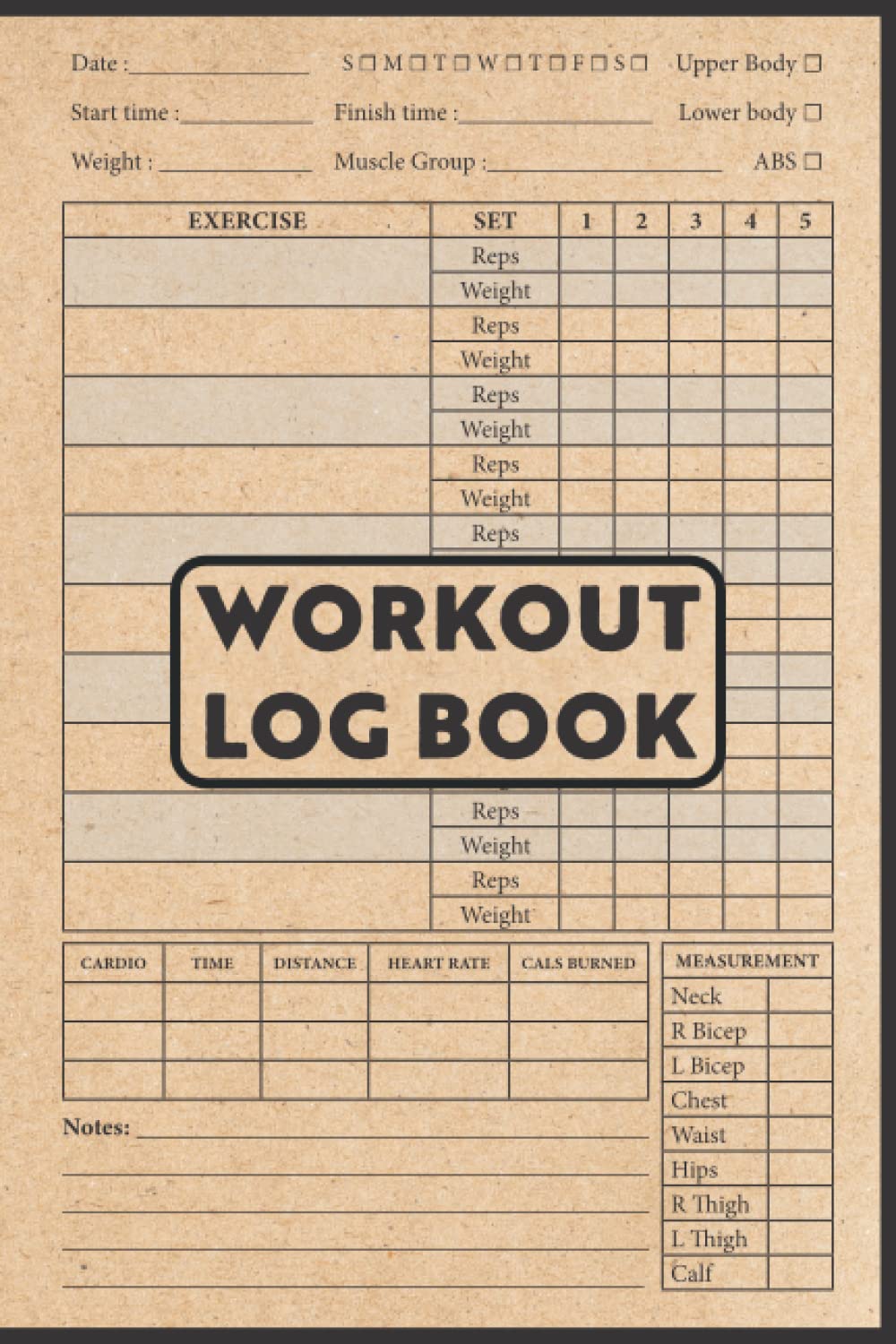 workout log book: Gym Tracker Journal / Fitness Planner Notebook | Workout Tracker | Cardio Exercises Workout Routines for Men and Women | 120 Pages