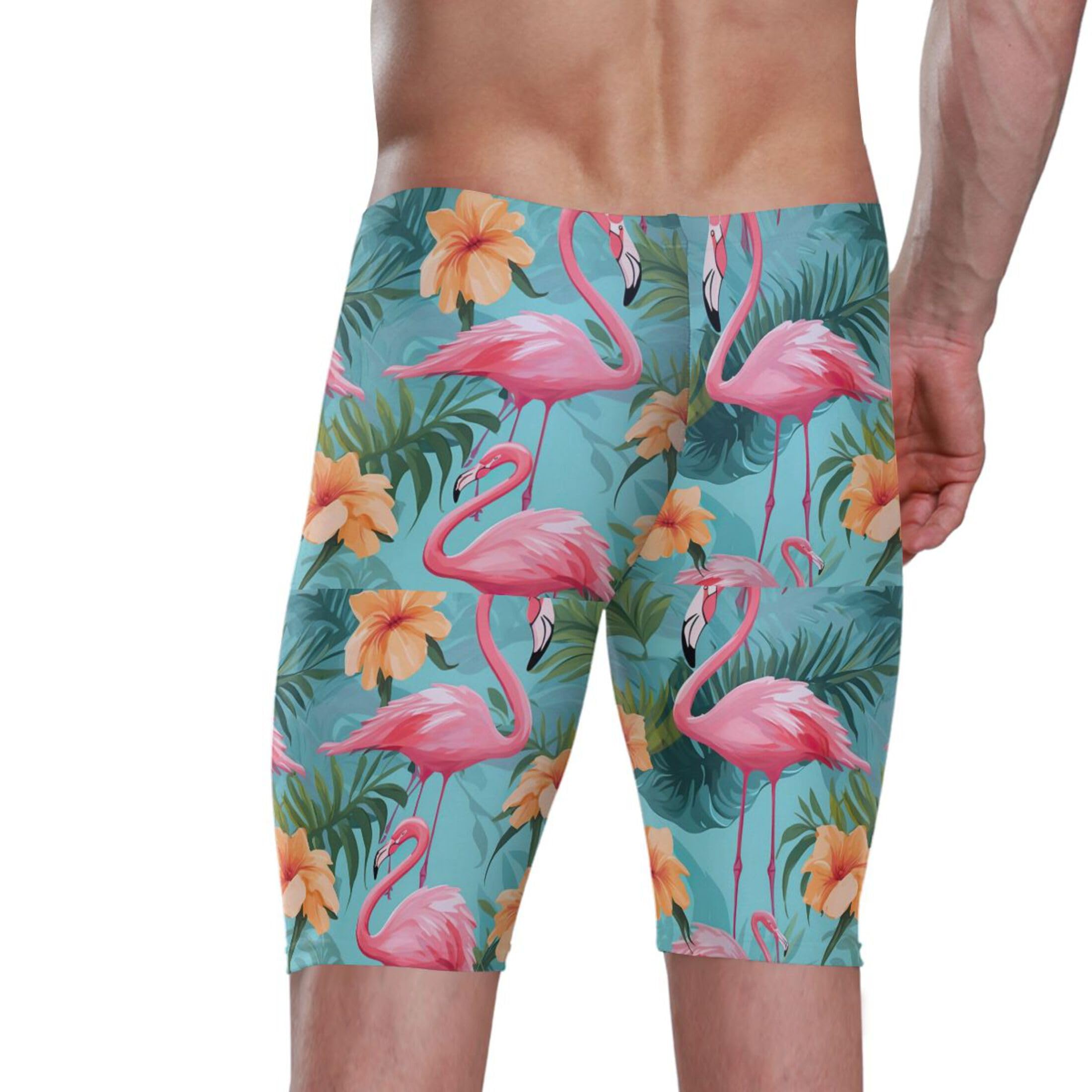 UMIRIKO Pink Flamingo Men's Swim Jammers Swimsuit M B0400805