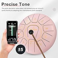 Vista 6 de Tambor de lengua de acero, 11 notas de 8 pulgadas, tambor de lengua C mayor de acero con bolsa, púas de dedos, mazos y libro de música