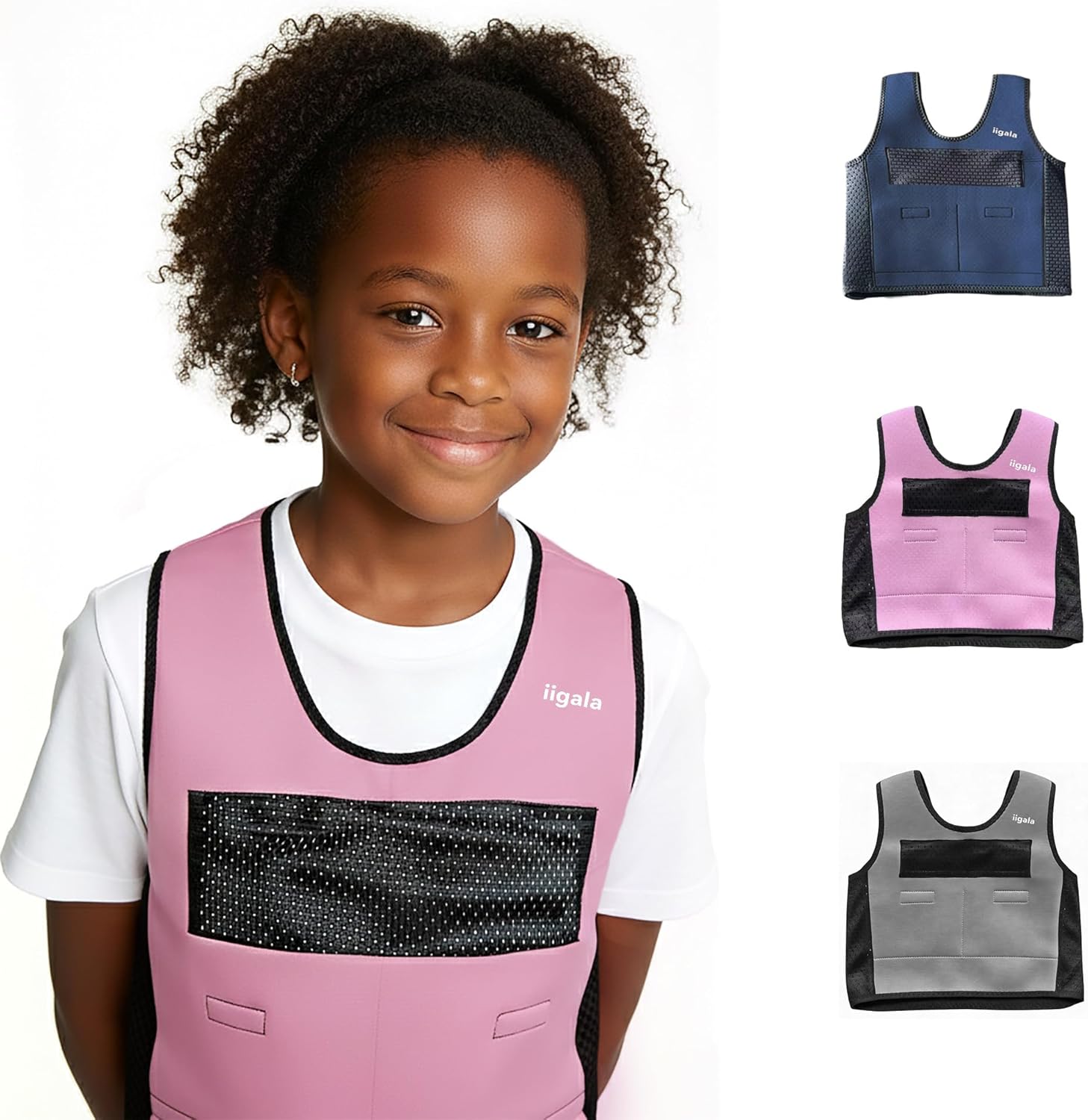 Sensory Toddler Weighted Vest | Weighted Compression Vest for Autistic Kids with 6 Removable Weight Pads | Neoprene Calming Pressure Jacket for Adhd Spd Overload (BLUE, M)