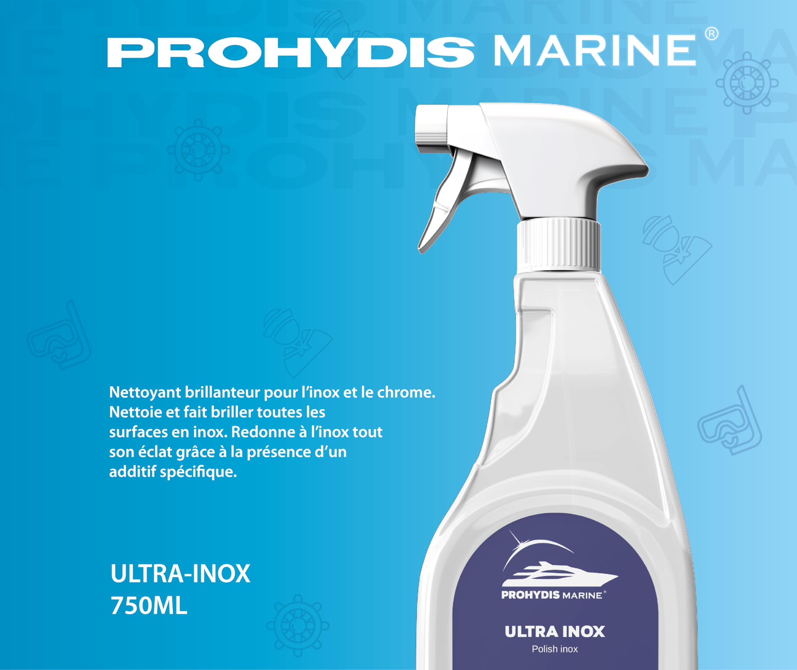 Ultra INOX/Produits D'HYGIENE pour Bateaux/Haute Brillance et Haute Protection, abrasif Ultra Fin/Conçu et fabriqué en France