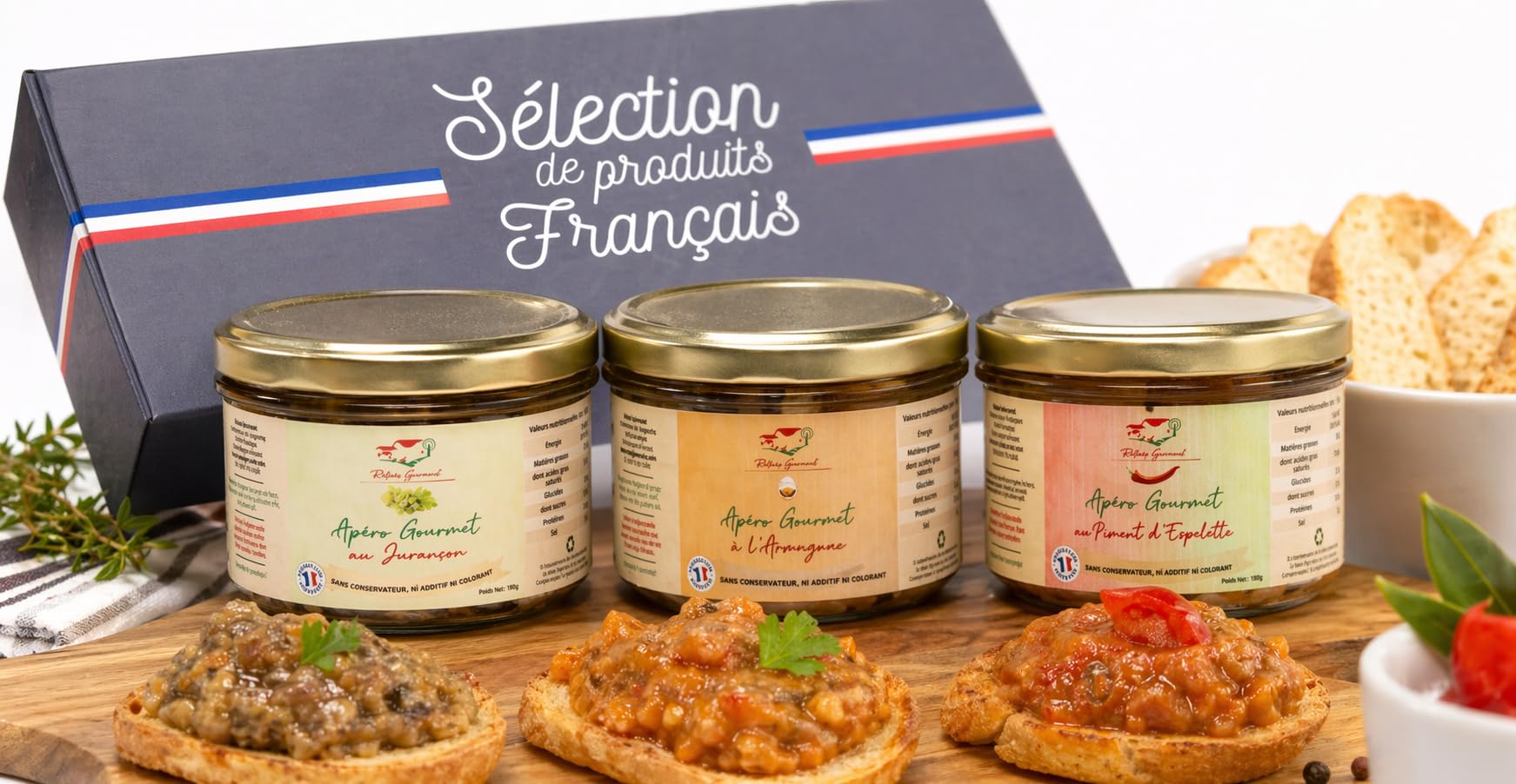Coffret Apéros Ainhoa – 3 Tartinables Gastronomiques 180 g – Relais Gourmet | Artisanal Français | Sans Conservateurs, Additifs ni Colorants | Cadeau Gourmet & Apéritif Basque