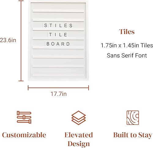 Miniatura 4 de Stiles Juego de tableros de letras de azulejos de madera y juego de letras premium, tablero de mensajes de madera de 23.6 x 17.7 pulgadas con 122