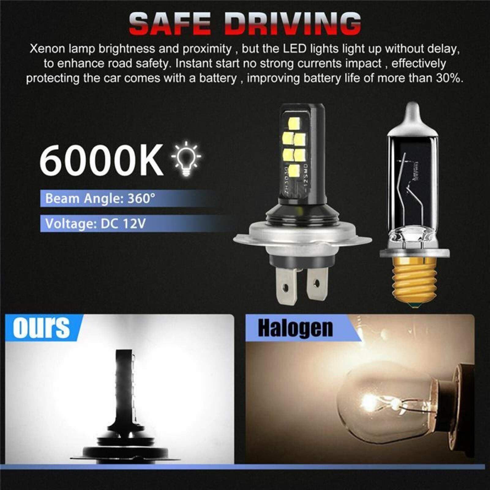 Visibilidad máxima Automotive Bombillas Faro 1 / 2pcs H4 H7 del coche LED Faro Kit de bombillas de luz de cruce 6000K blanca kit del coche LED de iluminación automático Faros de Niebla IP67 / impermea