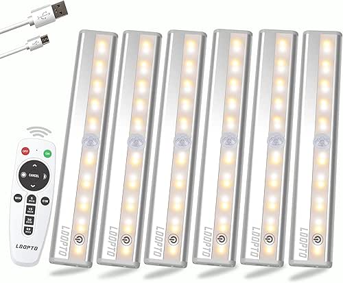 LDOPTO Under Cabinet Wireless LED Lights, 6 Pack Rechargeable Battery
