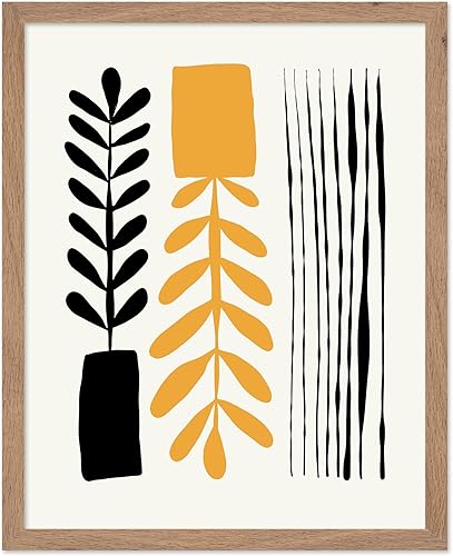 Miniatura 23 de Monem Art - Póster abstracto, impresión de dibujo de línea retro, arte moderno, arte negro y amarillo, arte moderno, arte bohemio elegante, arte Sin