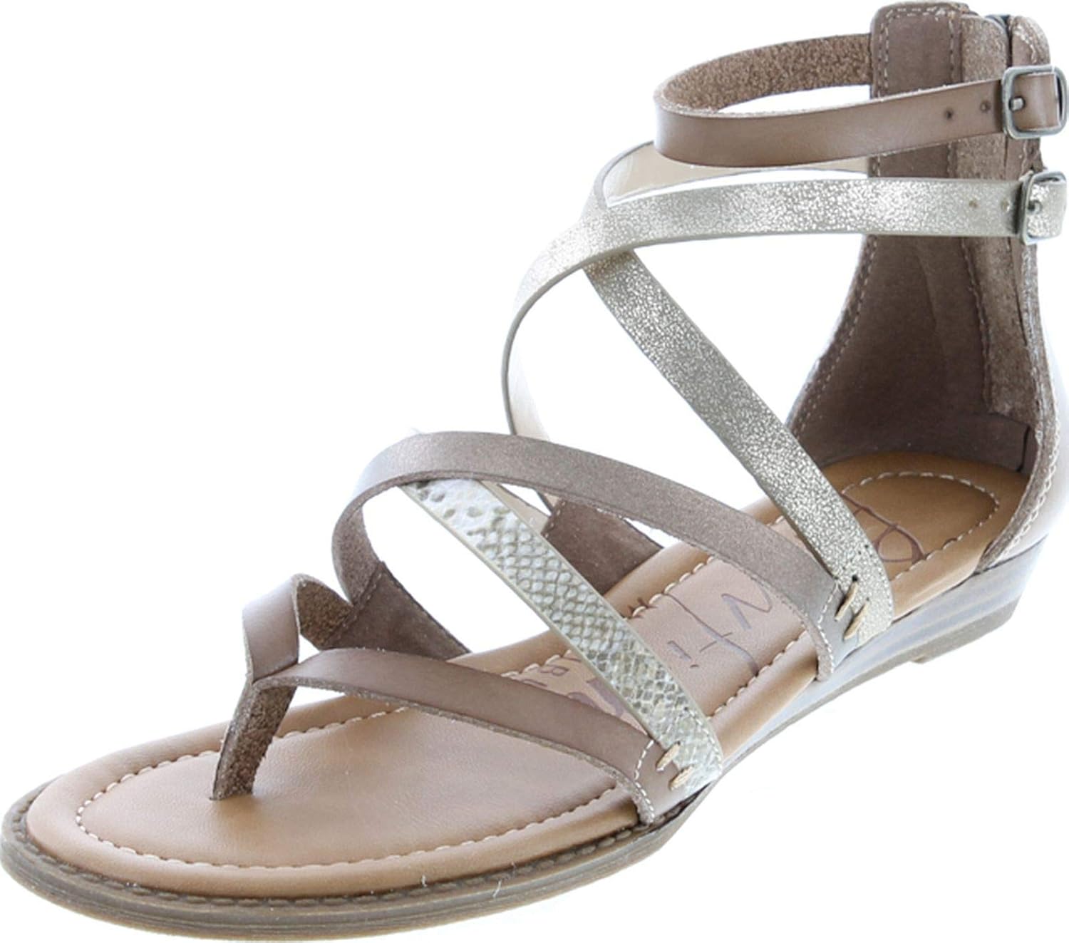 Blowfish Women's Bungalow Wedge Sandal 6 Sand/Amber/Sahara Mirage/Gold Cosmic