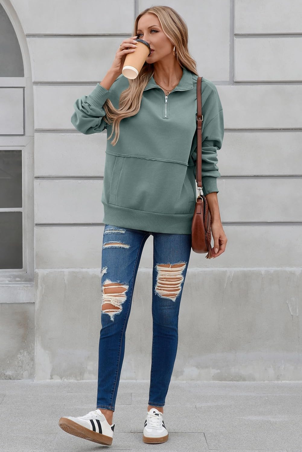 SHEWIN Womens Sweatshirt Casual Long Sleeve Half Zip Pullover Lightweight Sweatshirts Tops Fall Fashion Outfits 2025 - Image 6