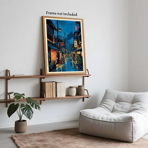 Miniatura 6 de Póster de arte de pared de casa de té japonés de Tokio, arte callejero nocturno de Kioto, impresión en lienzo, ilustración retro japonesa,