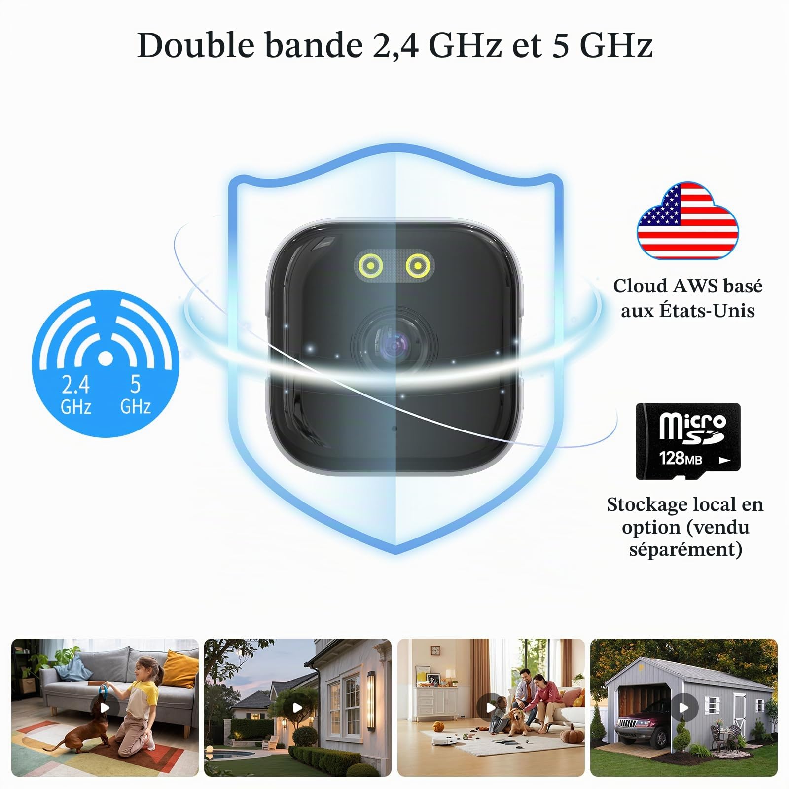 ANYQOO Caméra de sécurité 3 MP 2K,caméra de sécurité pour fenêtre intérieur/extérieur pour la Maison,Vision Nocturne Couleur ChroMax AI,détection de Mouvement,WiFi 2,4 GHz et 5 GHz,Enregistrement