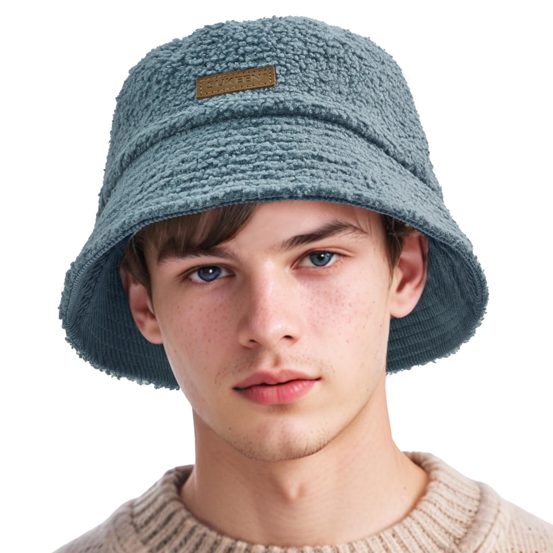 Sukeen Winter Bucket Hat for Women Men Double Side Wear Warm Hat Faux Fur Plush Winter Hat Trendy Fisherman Cap for Daily