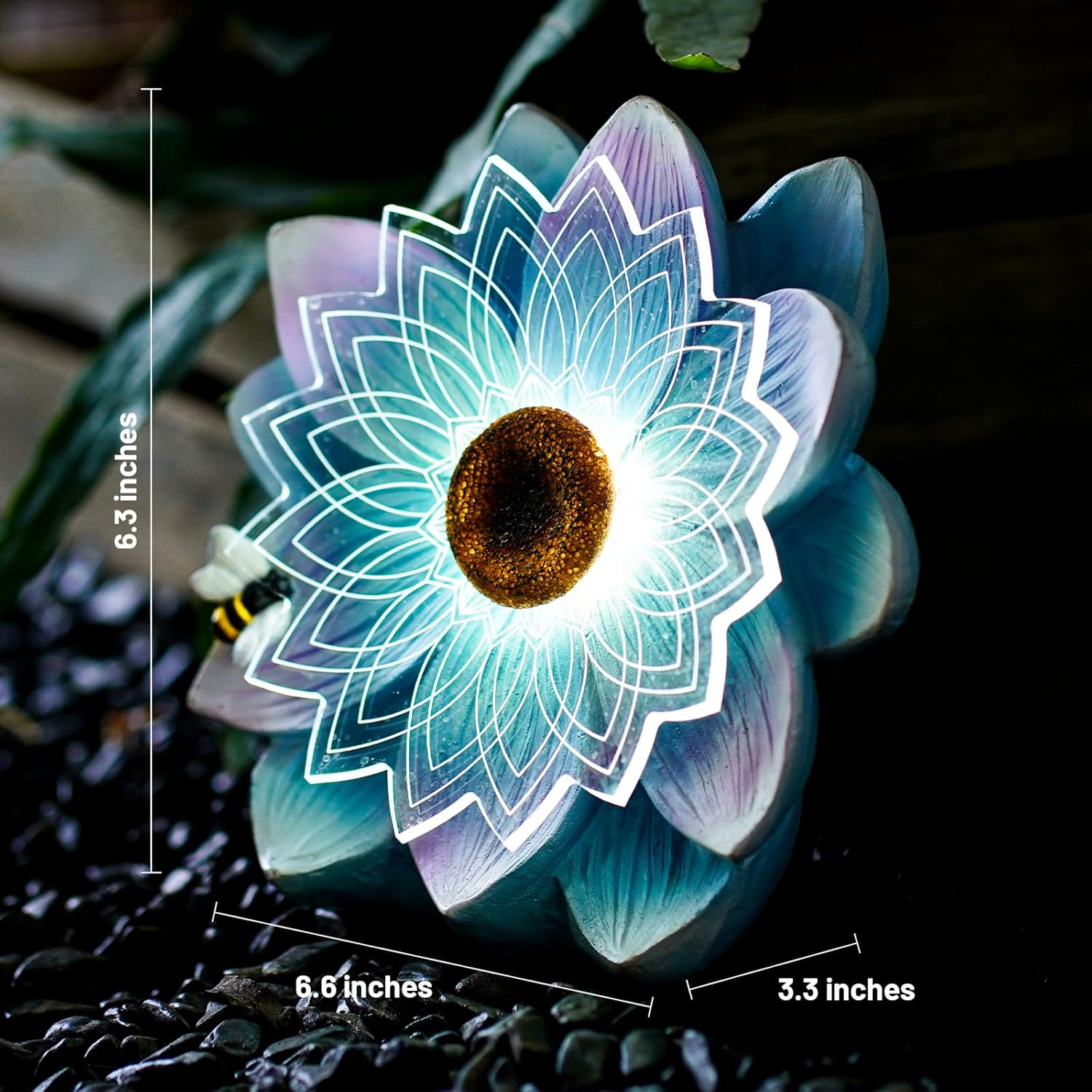 Solar Lotus Flower Garden Light - Waterproof LED Decorative Lamp with Bee Accent, Perfect for Patio, Lawn, Yard, Birthday Gift for Women, Mom, Grandma