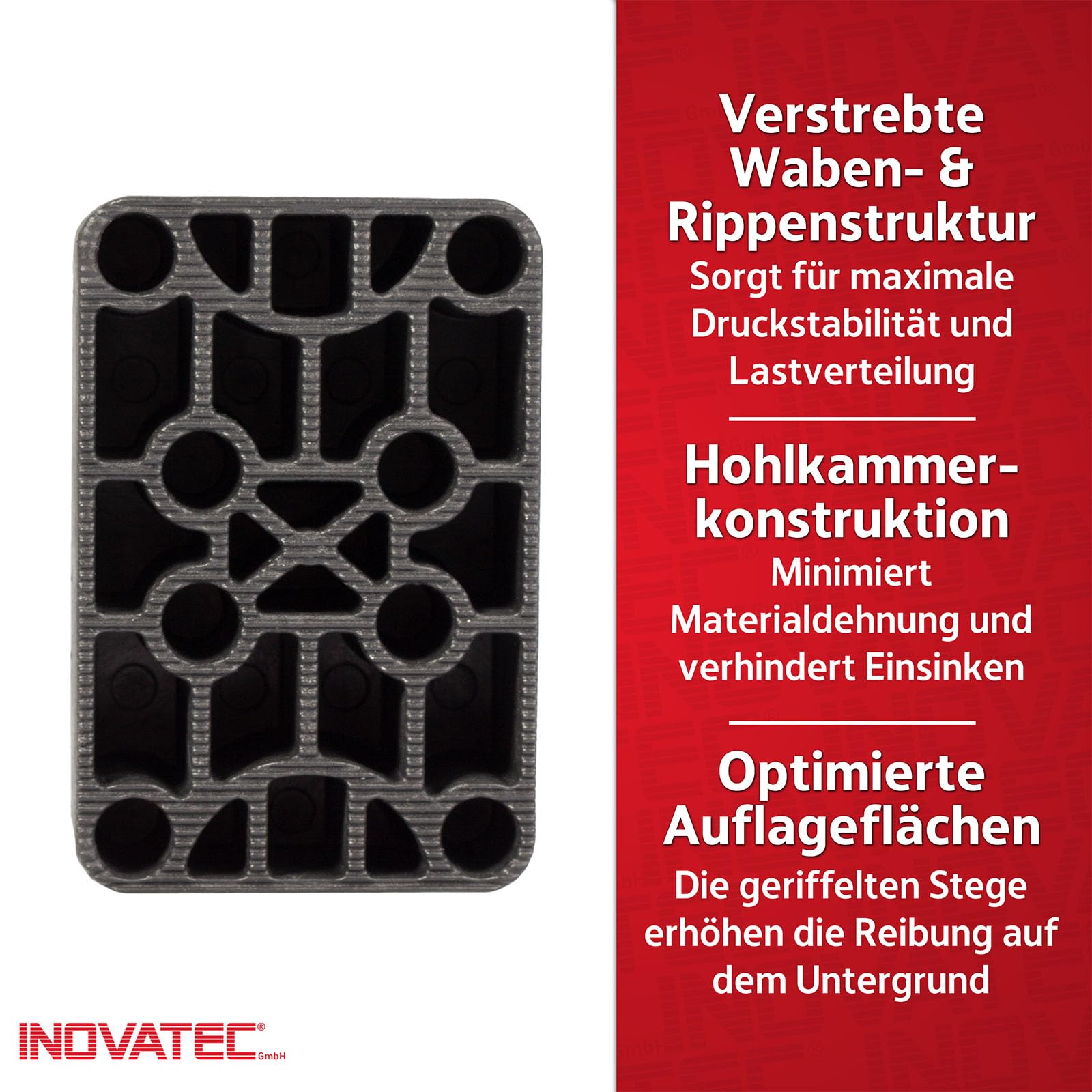 100 x INOVATEC Kunststoff Unterlegplatten 60 x 40 mm Mix in den Größen: 1.5, 3, 5, 10, 15, 20 mm inkl. 6L Eimer