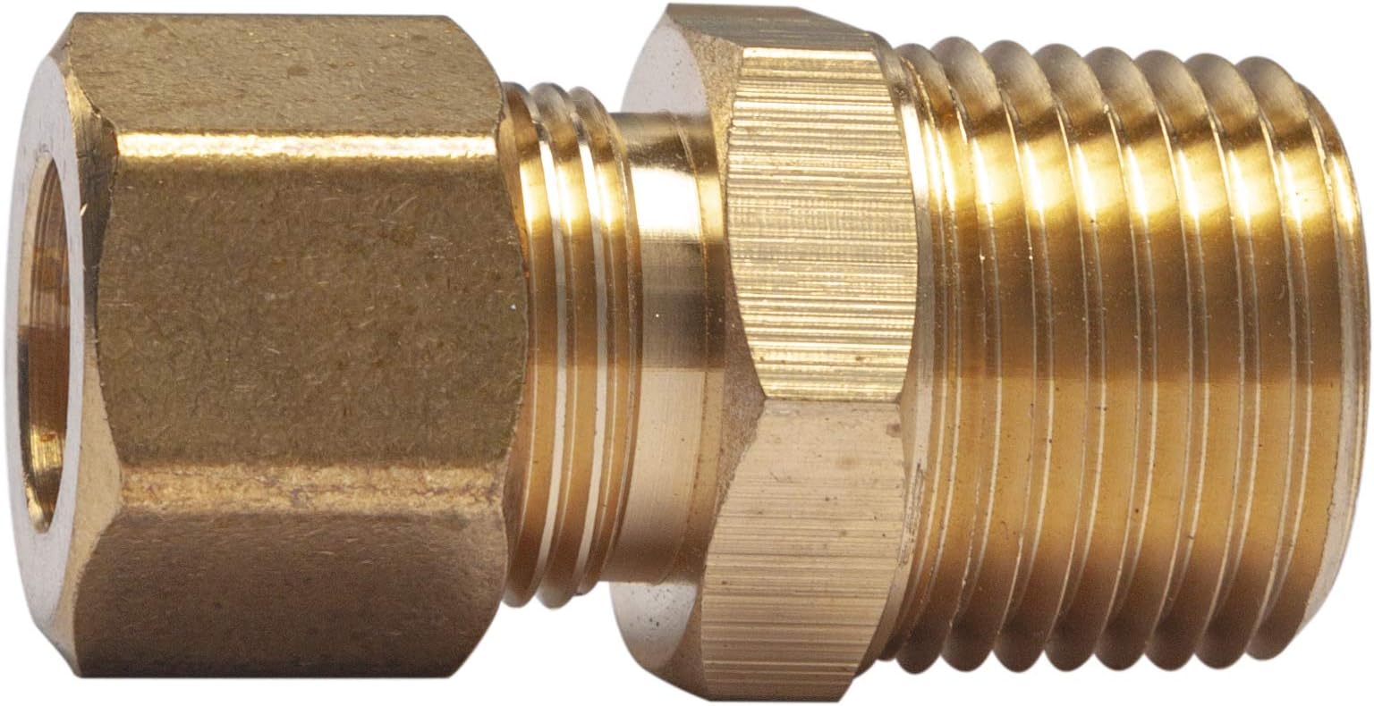 LTWFITTING Brass 3/8-Inch OD x 3/8-Inch Male NPT Compression Connector Fitting(Pack of 5)