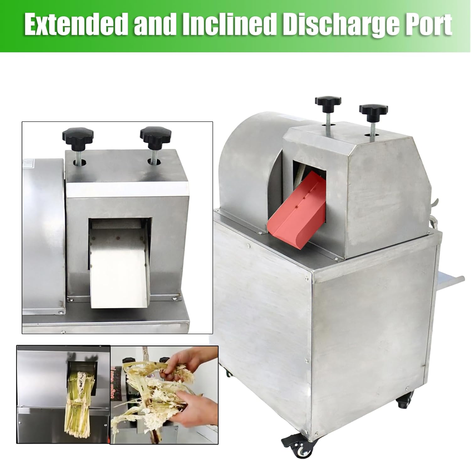 INTBUYING Vertical Electric Sugarcane Juicer, Three Rollers Sugarcane Press Machine, Stainless Steel Sugar Cane Juicer Extractor, Juice Centrifugal Squeezer 110V 1500W 660lb/h