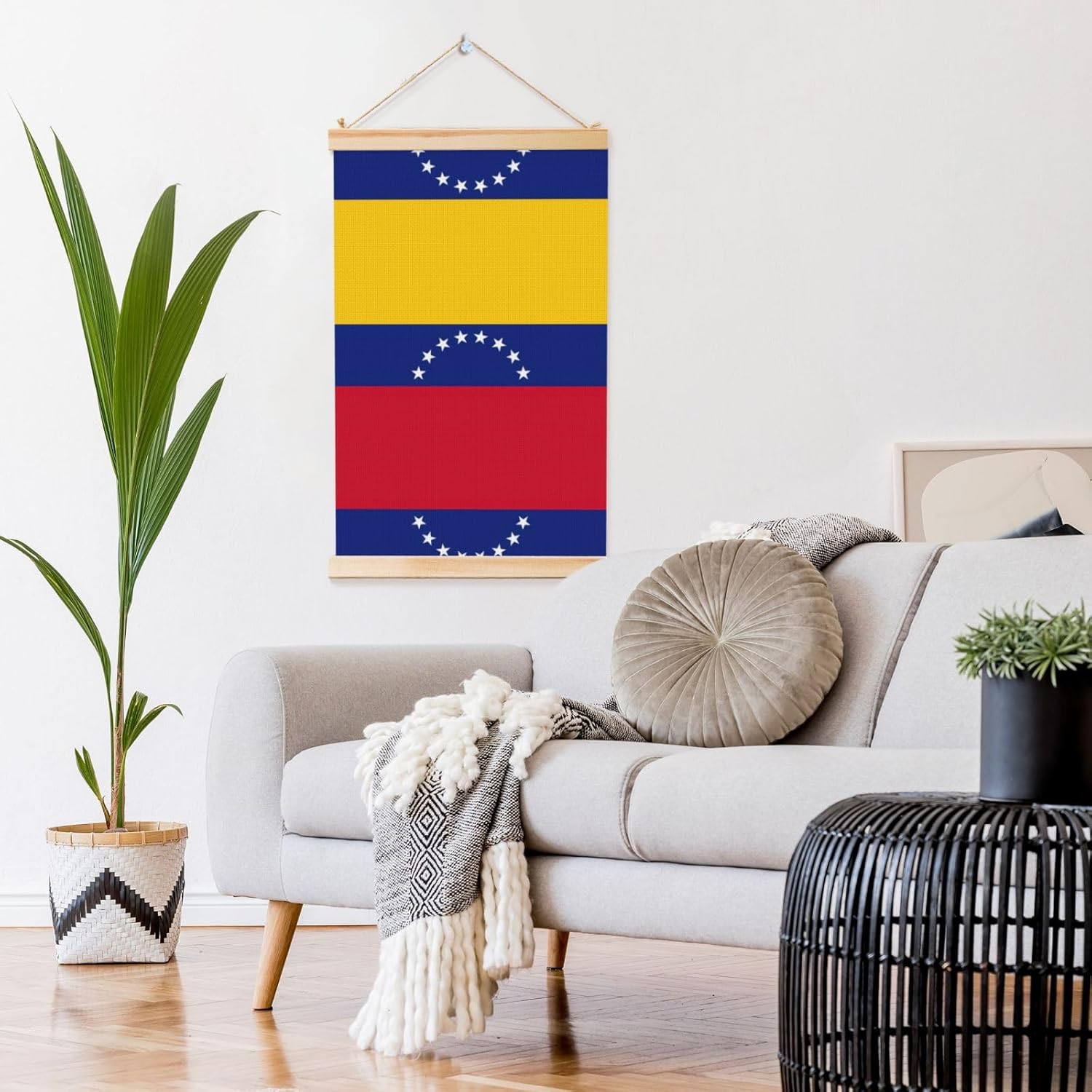 Flag Of Venezuela Print Poster Hanger,Hanging Poster, Poster Frame,Wood Poster Hanger, For Wall Hanging