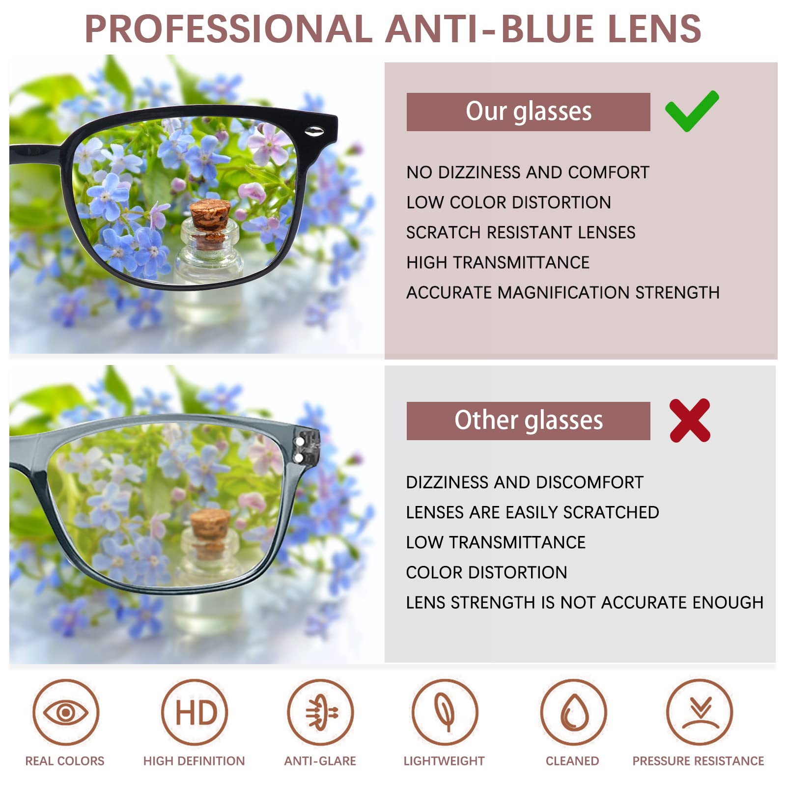 Progressive multifokale Lesebrille, Anti-Blaulicht, für Damen und Herren, modischer Rahmen (3 Mix C1, 1,00, Multiplikatorx)