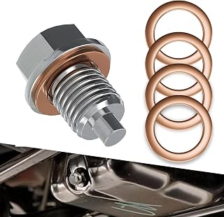 ijuicy Oil Drain Plug, M12x1.25 Oil Drain Plug with 5 PCS Copper Washer Gaskets, Heavy Duty Oil Plug Anti Leakage Replacement, Compatible with Kia Ford GM