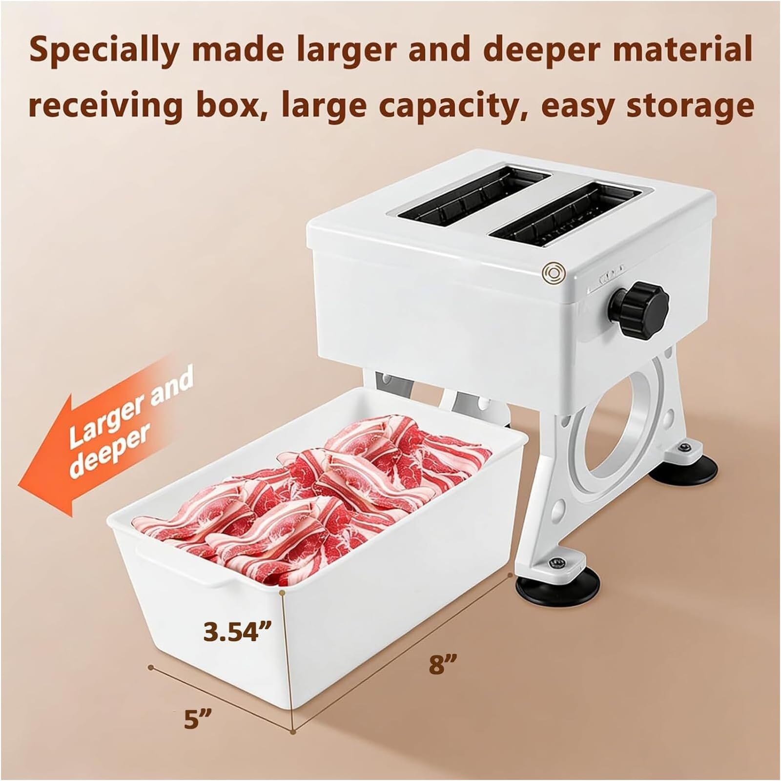 Affettatrice manuale per carne, a manovella, con scatola di ricezione ingrandita, spessore regolabile 1,5-10 mm, lama in acciaio inox per uso domestico