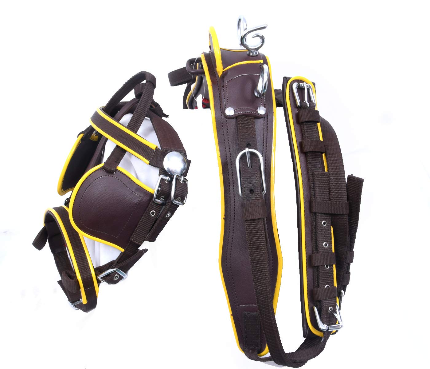Aces Equine Harnais de conduite en nylon pour chariot de cheval Jaune et noir Taille complète, Cob, Pony (Mini Shetland