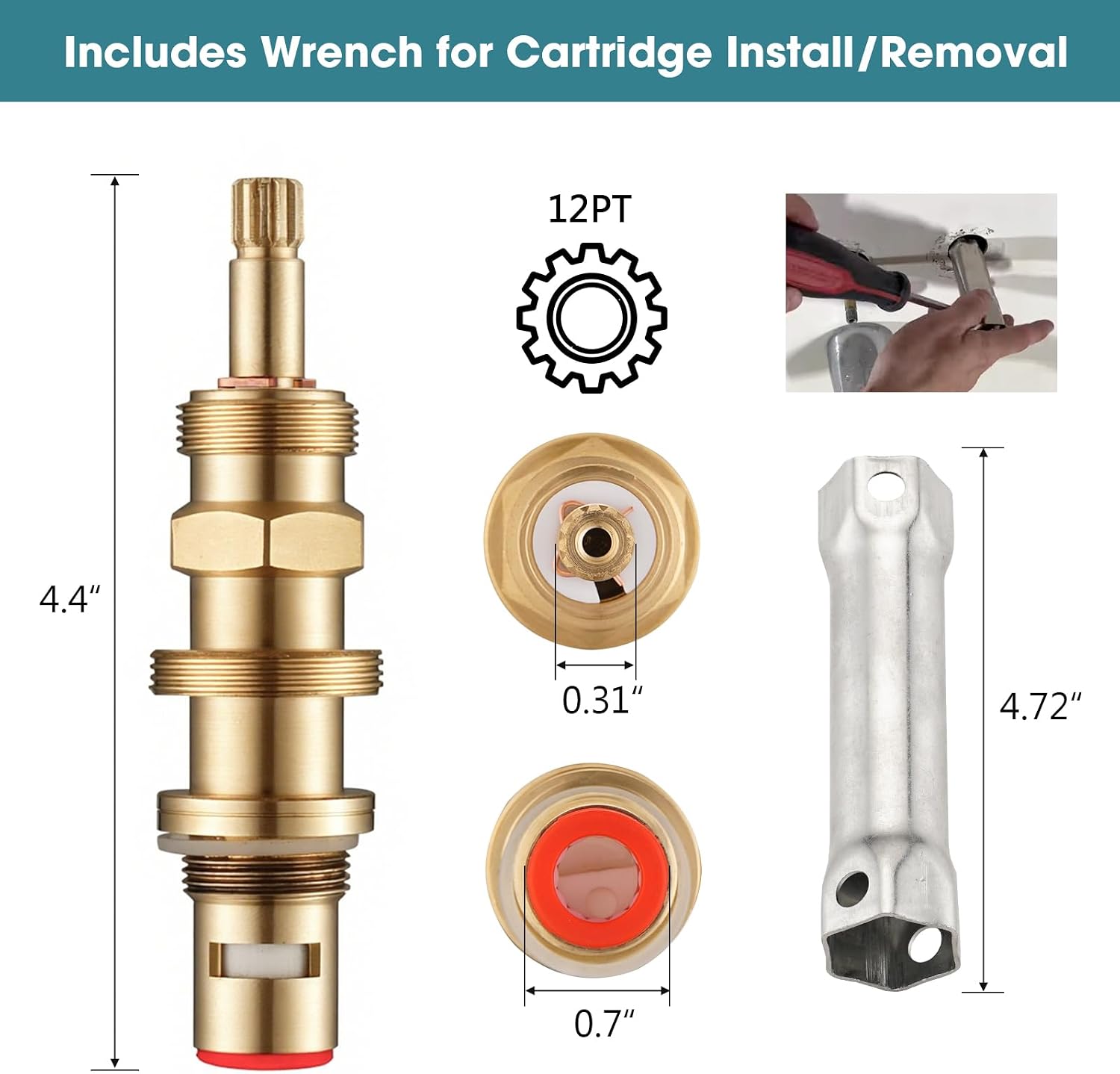 Replacement for 910-030 Ceramic Disc Cartridge Stem Compatible with Price Pfister 2/3 Handle Shower Faucet, Hot/Cold Mark Design, 2 Pack