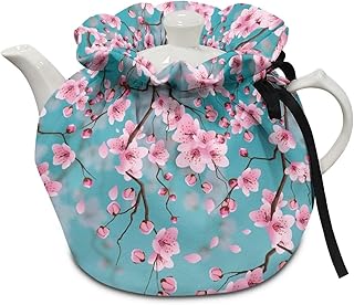 Plum Blossom Tea Cosy for Small Tea Pot Floral Breakfast Pot Cover Kitchen Home Decorative Tea Pots Cozy with Insulation Pad for Housewife, Friend, Mom