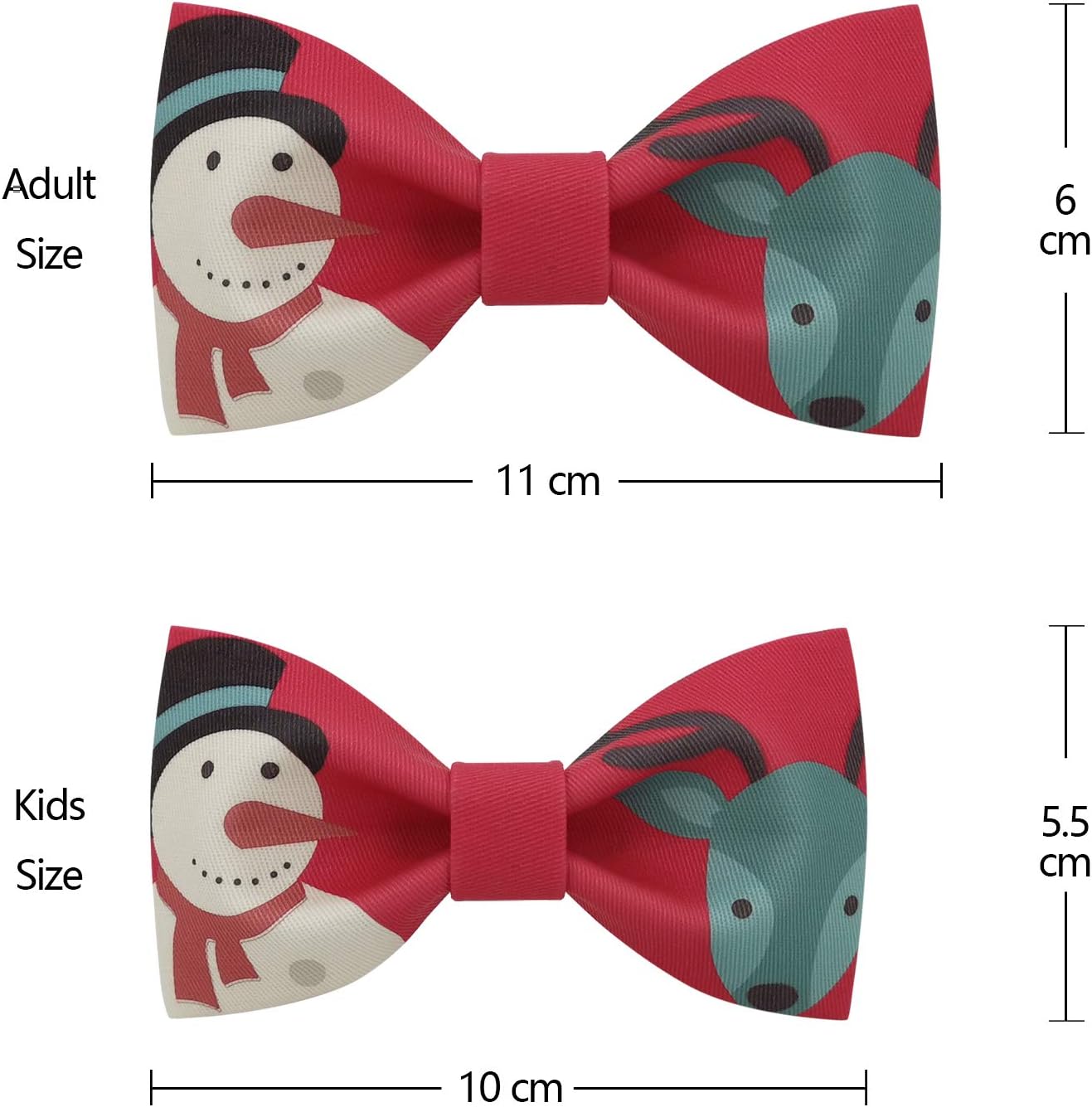 Fashion Series - Funny Bow Tie for Kids Novelty Designer Snowman and Elk Patterned Bowtie for Boys for Christmas