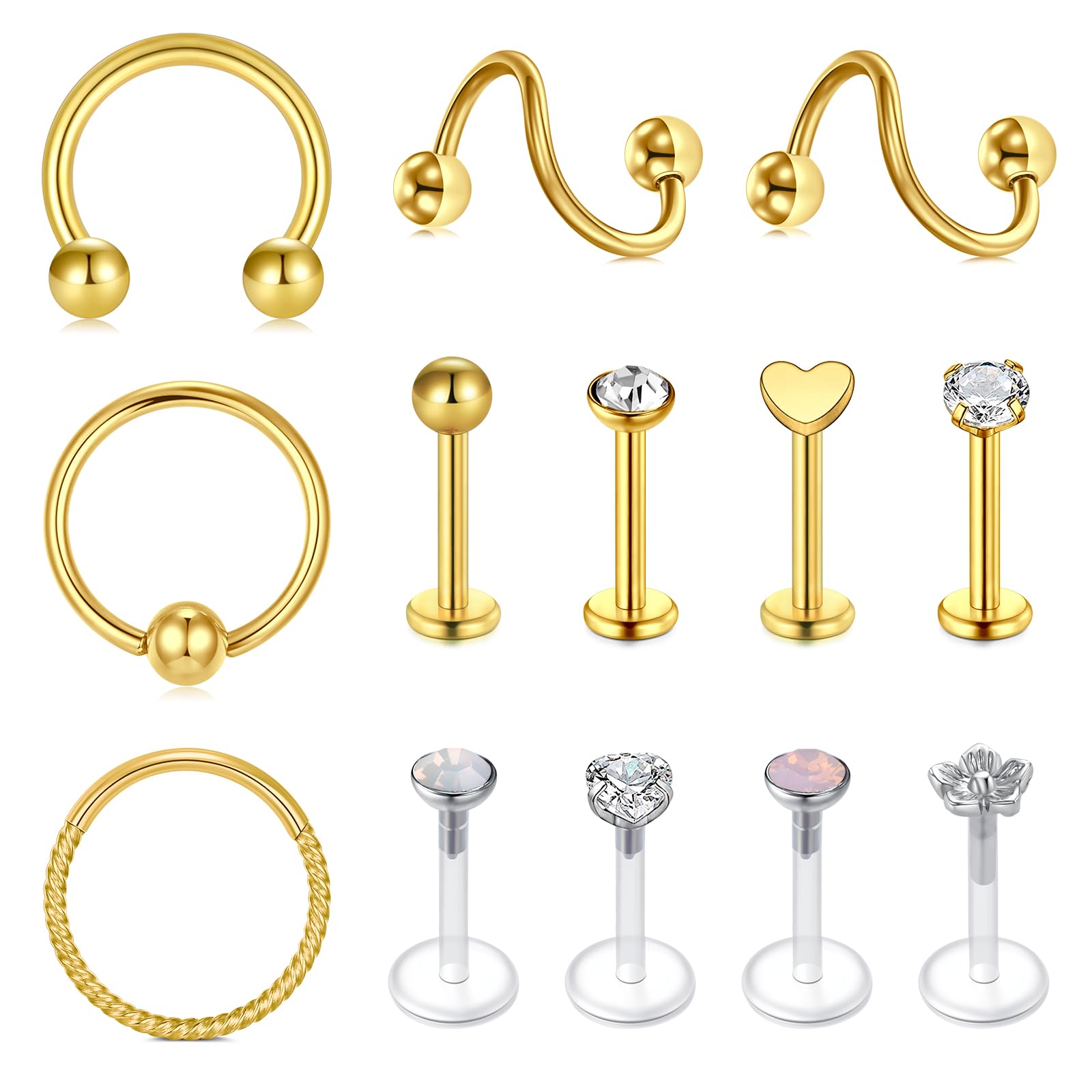 Rajnard Piercing Helix Tragus Cartilago Tragus 16G Acero Inoxidable Diamante CZ Joyas Mujeres Piercing Pendientes para Mujer Hombre Joyas para el Cuerpo