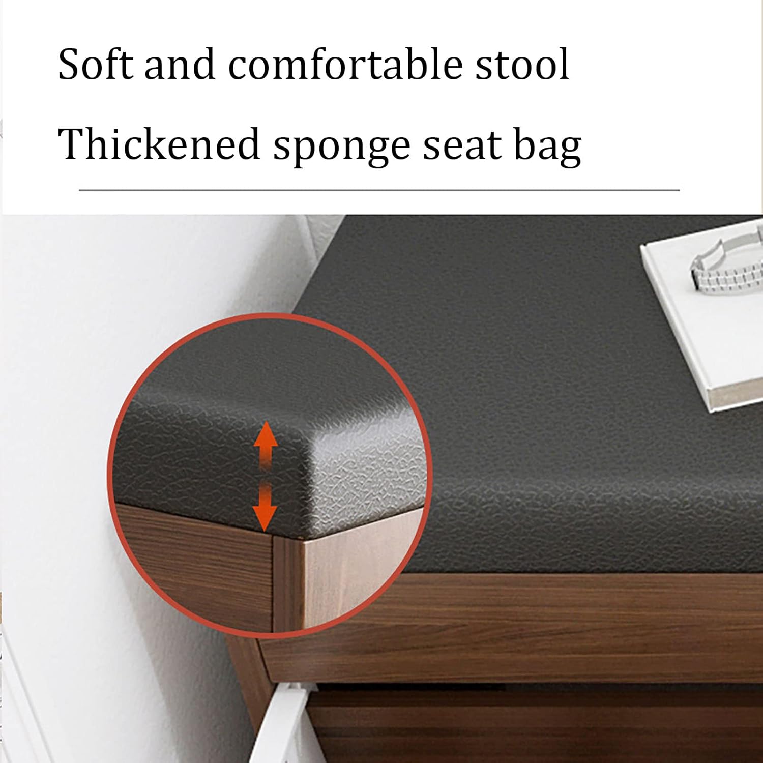 Shoe Storage Bench with Drawer and PU Padded Seat Wooden Shoe Cabinet nizer with Pull Down Storage Cabinet for Entryway or Bedroom