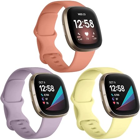 Amazon.com: Witzon - Juego de 3 bandas compatibles con Fitbit Sense/Fitbit  Versa 3, resistente al agua y suave silicona deportiva correas de repuesto  para mujeres y hombres, grandes, color lavanda/amarillo leche/rosa clásico :