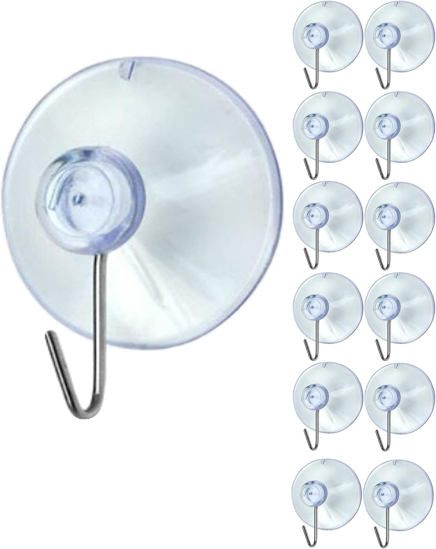 12 X Clear Vacuum Suction Hooks With Metal Hanger Home Kitchen Glass Window Cup Sucker Hanging on