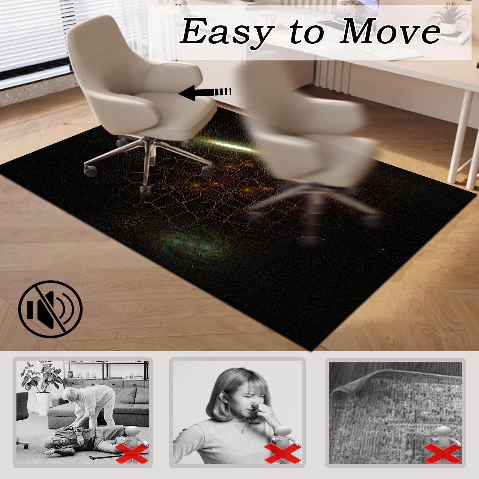 90 x 120 cm Gaming Tappeto Sedia Tappeto salvapavimento Antiscivolo Tappeto per Sedia Gaming per pavimenti in legno Tappeto Protettivo Sottosedia Tappetini per Sedie Ufficio Tappeto Sedia con Ruote