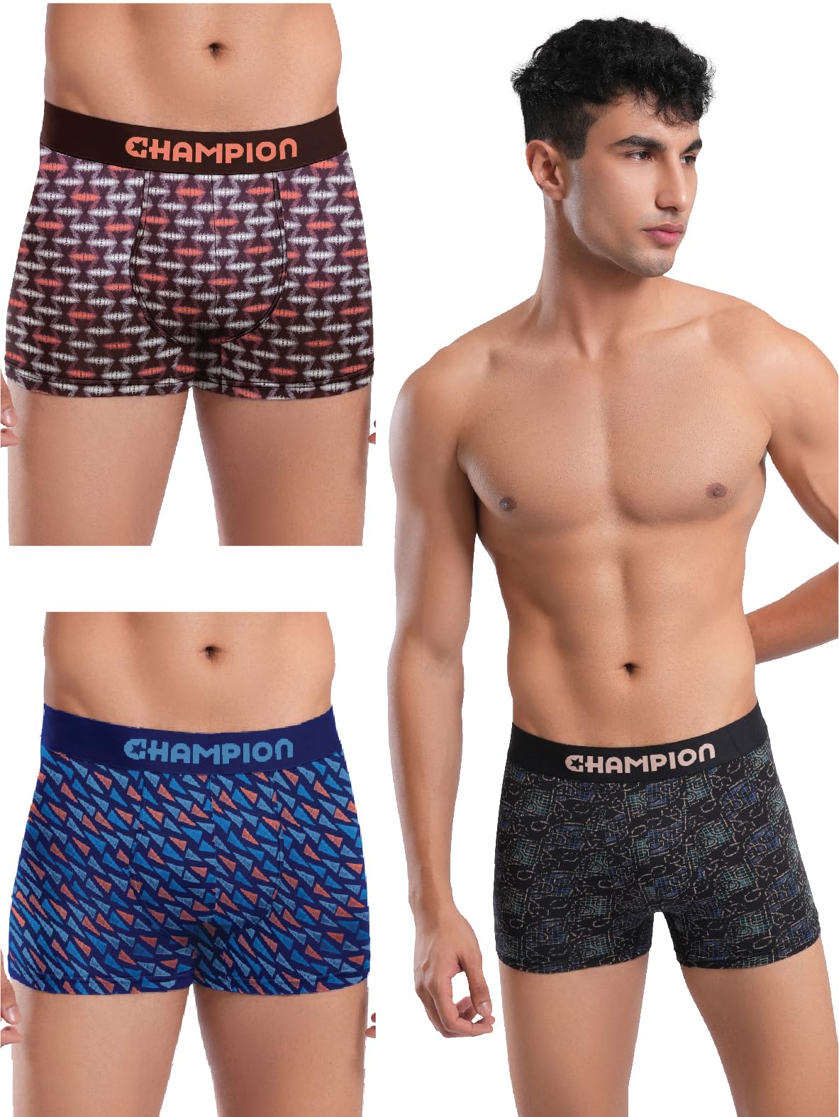 Men's Tactel Modal Trunks with Moisture Move Treatment, Anti-Bacterial & Breathable Microfibre, No-Marks Waistband -Pack of 3(Assorted Pack)-image-24