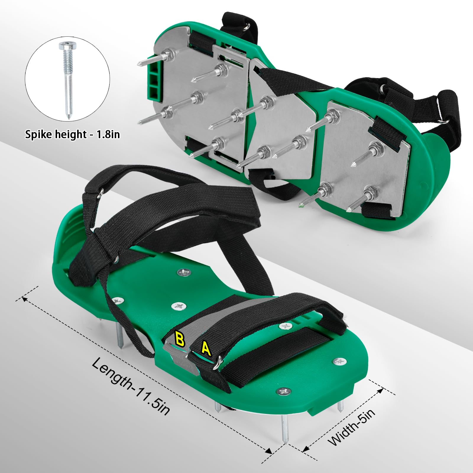 MOFEEZ Zapatos aireadores de césped para césped, zapatos aireadores de césped premontados para césped, herramienta aireadora de suelo para airear patio, jardín, verde y negro