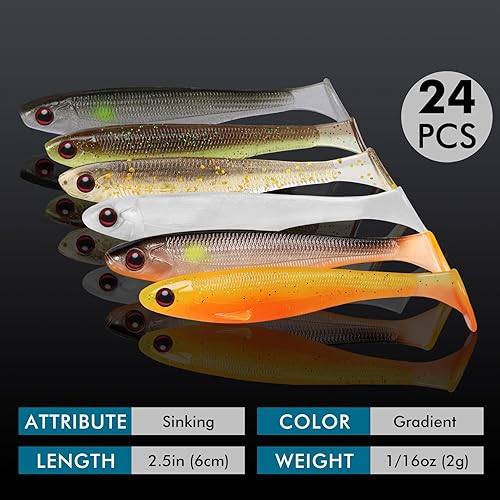 Miniatura 2 de TRUSCEND Easy Catch Pre-Rigged Soft Lures, Unique Vibrating Swim Action and Trembly Sinking Move for More Bites, Amazing Soft Swimbait for Family