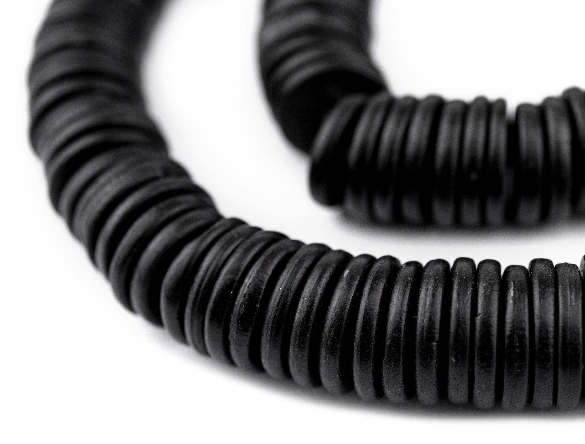 The Bead Chest 12mm Black Bone Button Beads: Nepal Flat Round Disk Heishi Beads for DIY Necklace Jewelry Making