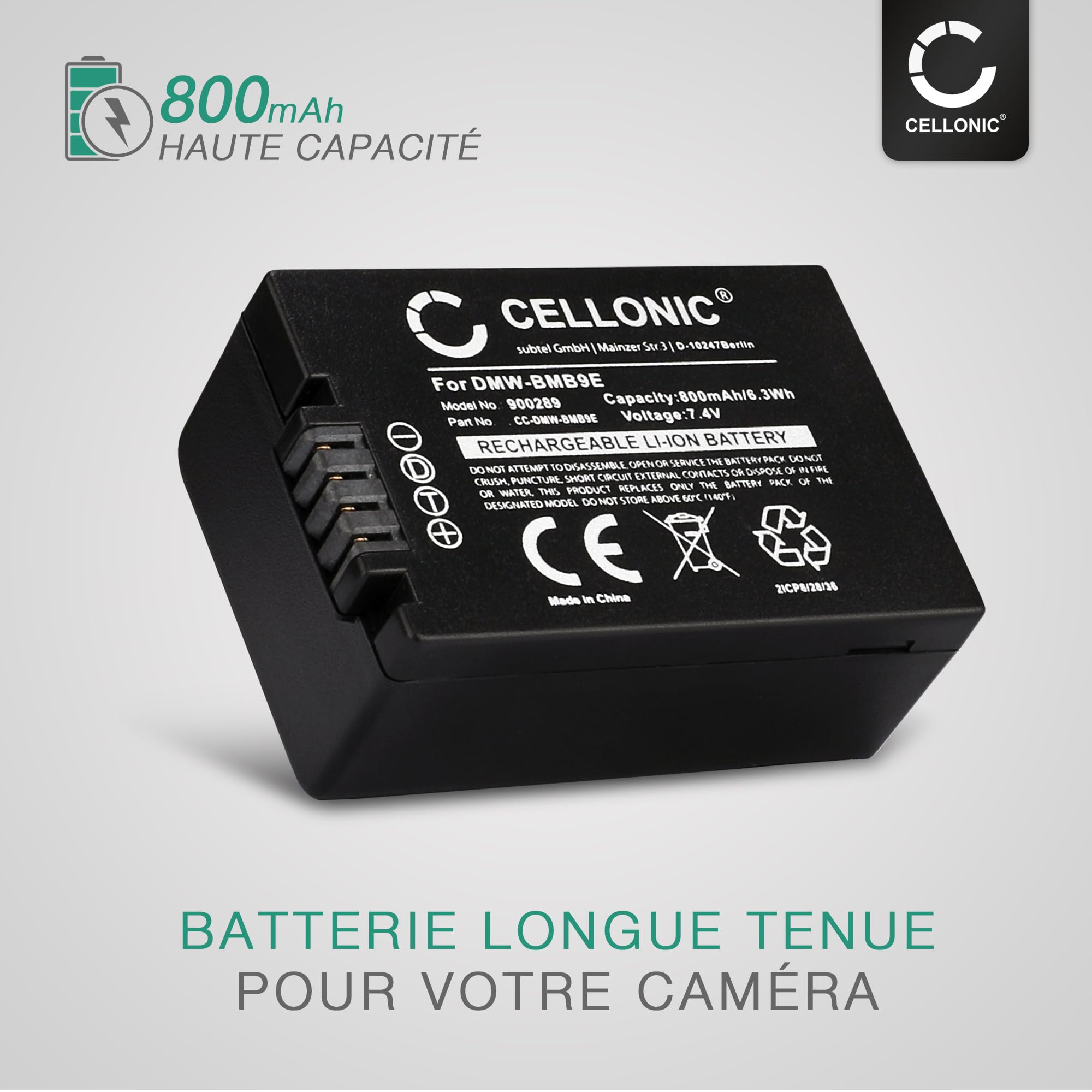 CELLONIC 2X Batterie Compatible avec Panasonic Lumix DC-FZ81, DC-FZ82 | 2x, (800mAh-7.4V-Lithium-Ionen), Kamera Akku