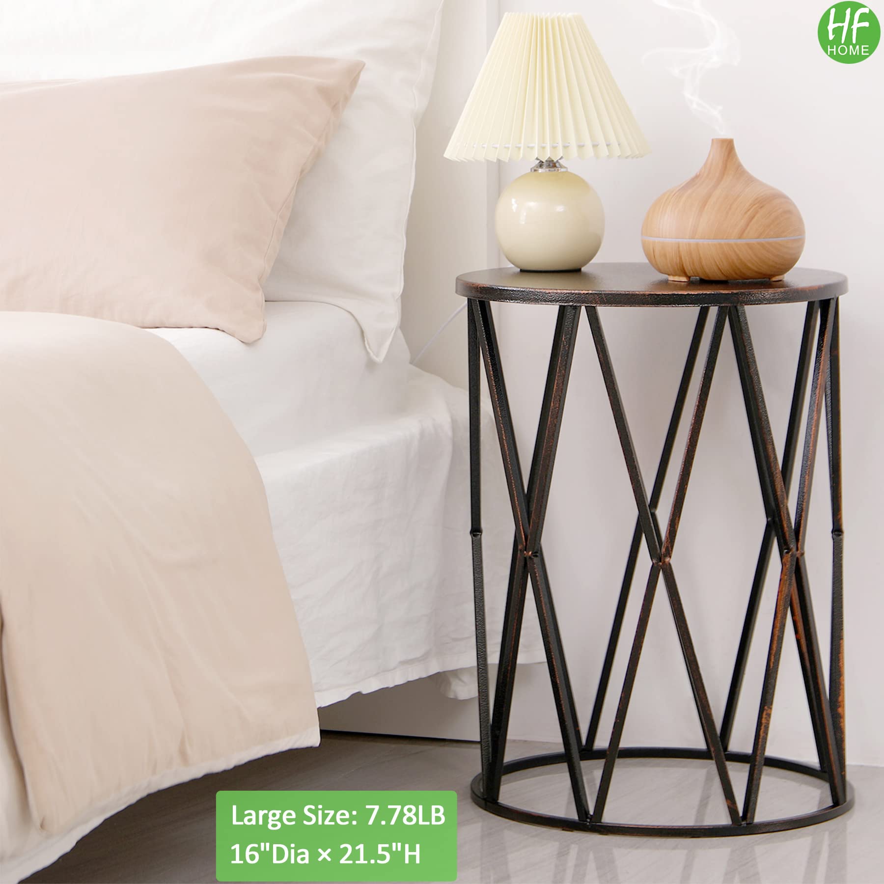 HFHOME Multifunctional Nesting Round Metal Coffee End Tables, Set of 3 Modern Nightstands Decor Side Tables Plant Stand for Home Office Indoor Garden Outdoor-Bronze