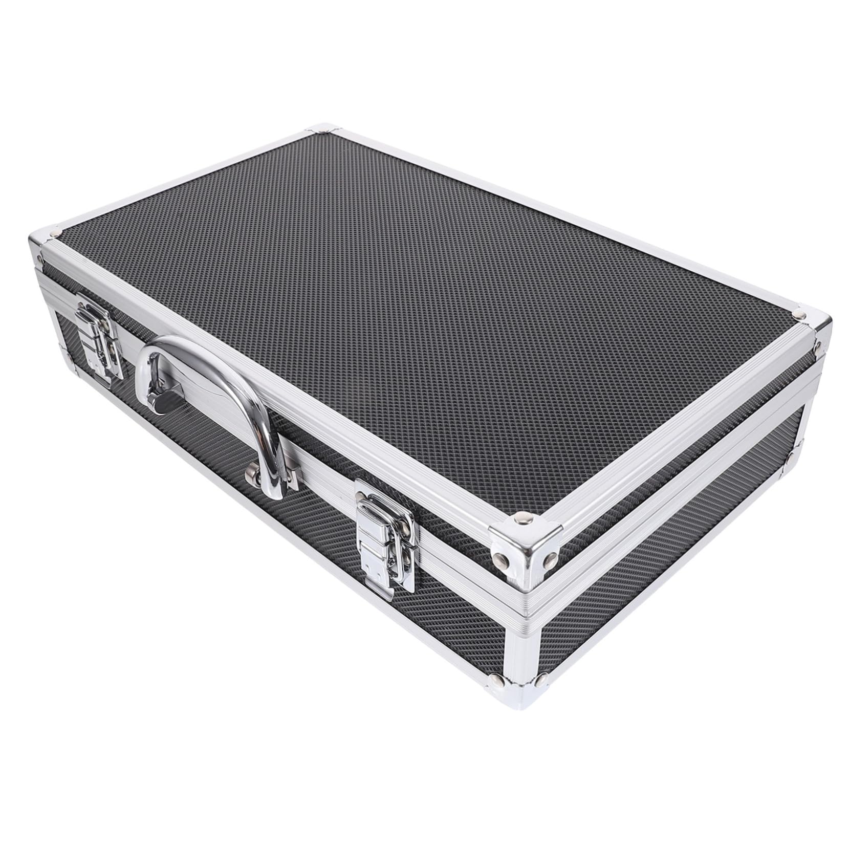 Cabilock Aufbewahrungsbox Mikrofonkoffer Multifach Strukturierte Schwarzer Tragbarer aus Aluminiumlegierung mit Schwammfüllung für 2 Kabellose Mikrofone im Karaoke Raum oder Aufnahmegerät