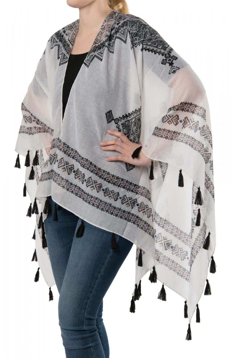 Poncho Morbido StyleBREAKER Con Stelle Glitterate – Girocollo, Senza Maniche, Taglia Unica Donna – Lana E Cashmere