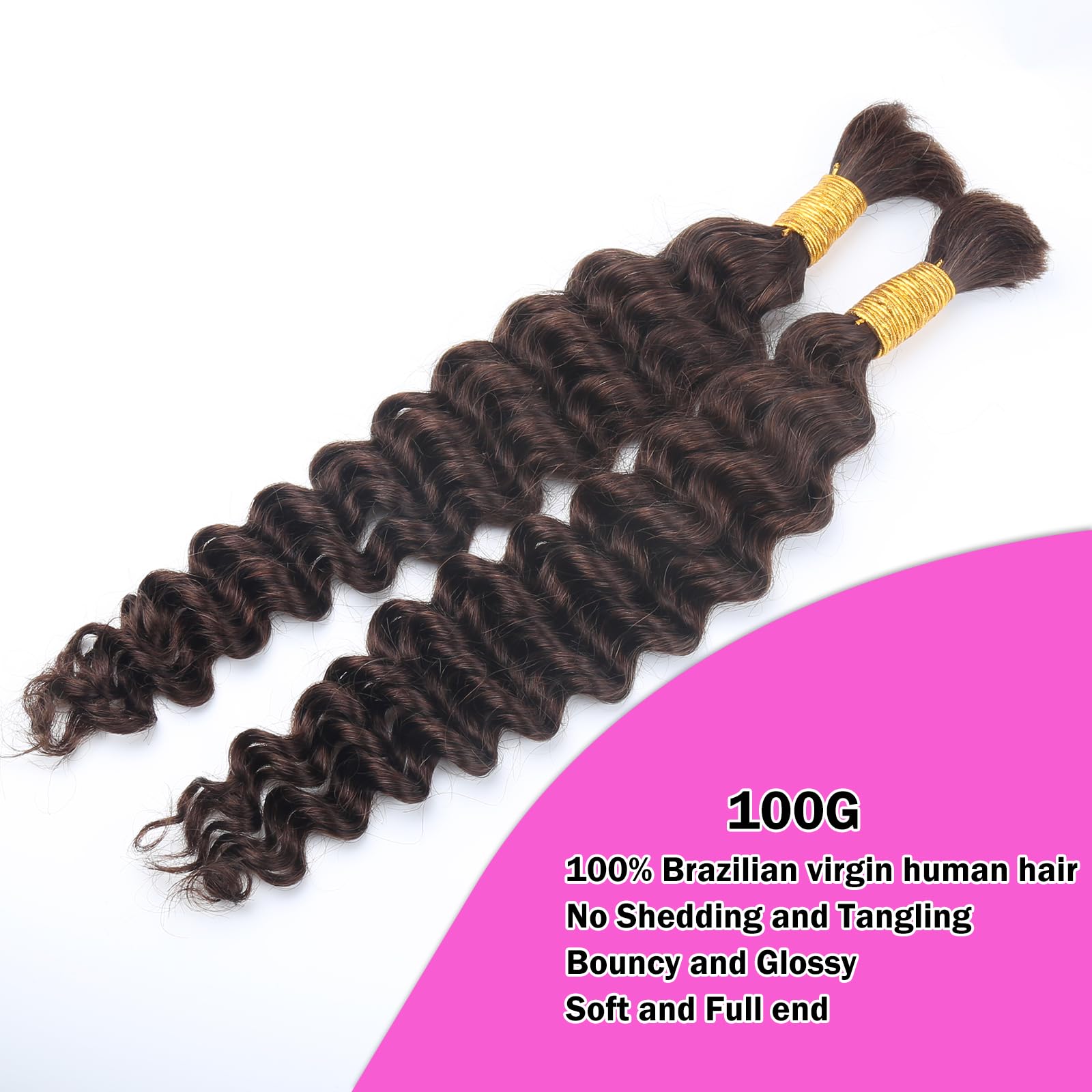 Pelo humano a granel para trenzar de onda profunda 50cm 20 pulgadas pelo humano rizado brasileño para mujeres sin paquetes de tramas extensiones de cabello humano marrón chocolate