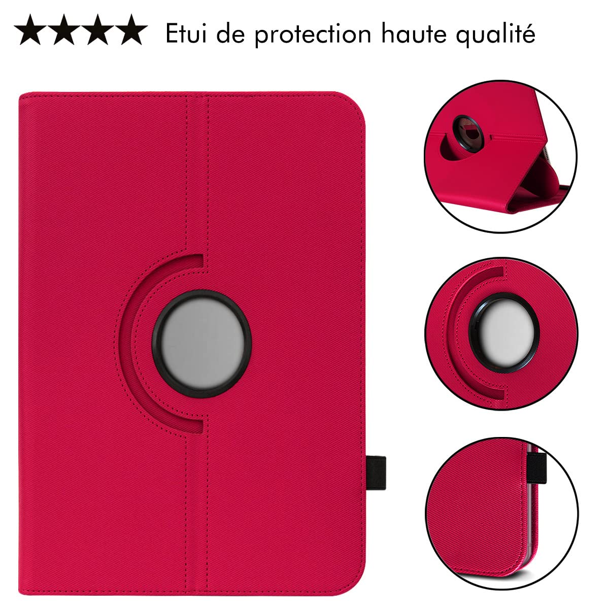 Coque Compatible Pour Logicom Tab 134 10.1-Pouces Tablette Coque Etui Case Rotation à 360 Degrés Angles De Vue Multiples Socle En Cuir PU Folio Cover Brun