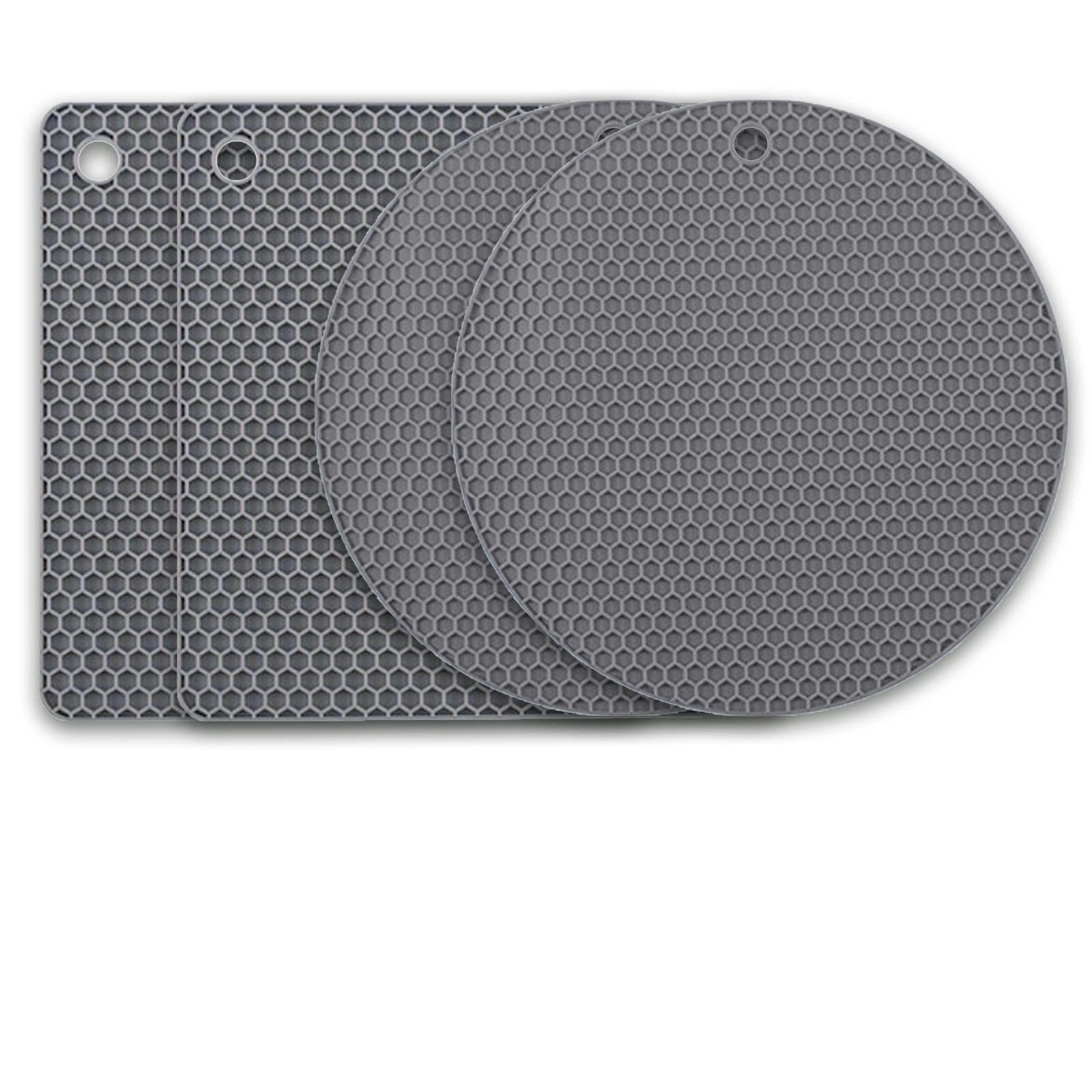 6Pcs Silicone Trivet Mat Set, Resistant Non-Slip Drying Mats for Kitchen