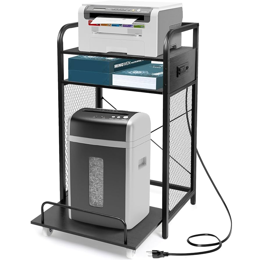 Amazon.co.jp: 3段プリンターとシュレッダースタンド 引き出し棚