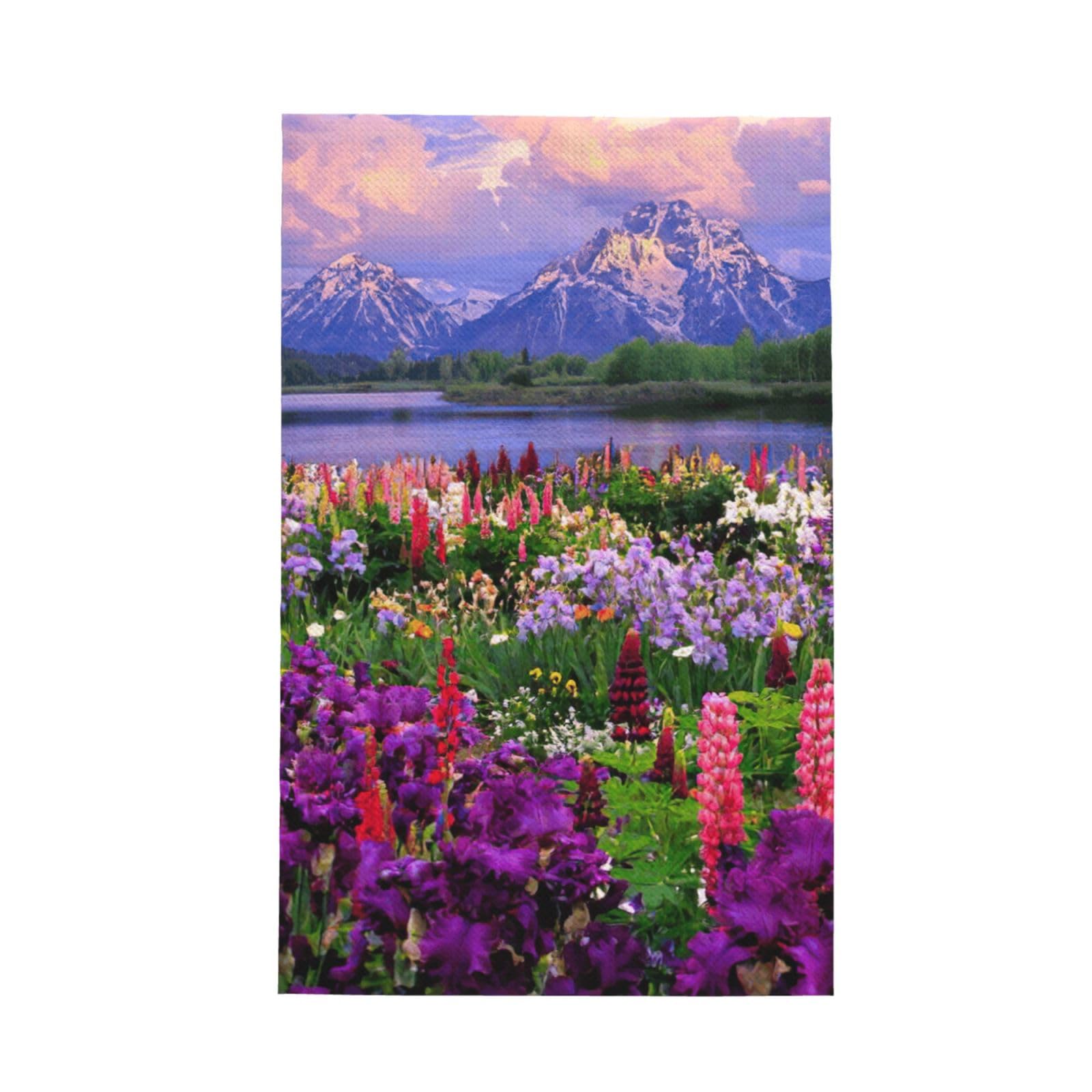 XXahnbm Beautiful Flowers Mountain Print Waffle Kitchen Towel,Absorbent Hand Towel